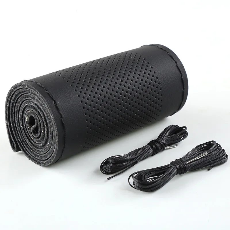 four seasons universal comfortable non skid hand sewing made pu leather vehicle steering wheel cover for car