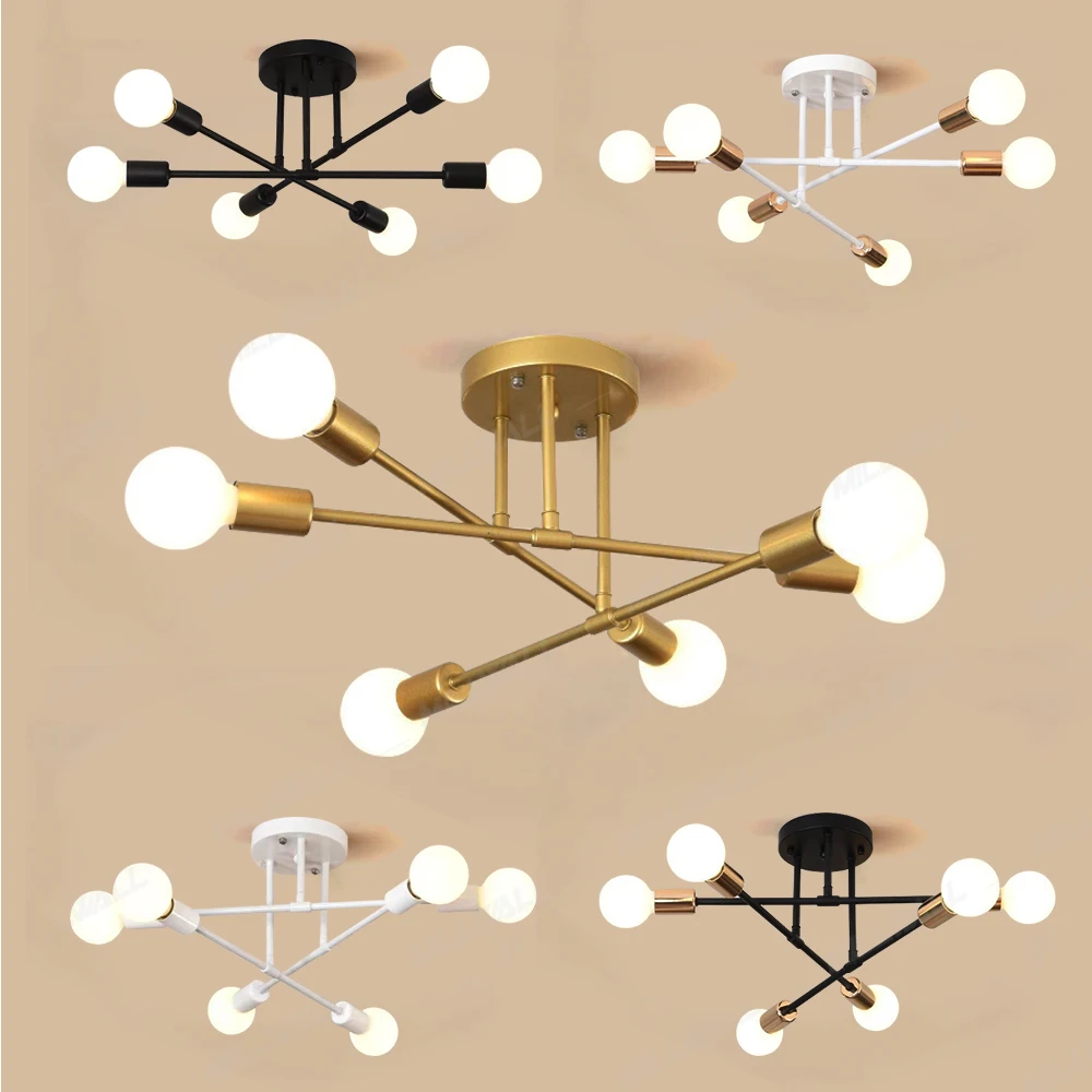 Nordic Modern 6 Sockets Chandelier Lighting Indoor Decoration Ceiling Light for Living Room Dining Room Bedroom