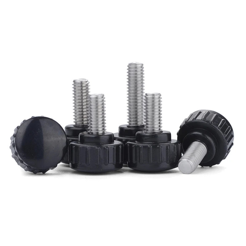 Round Head Handle Hand Screw M5  Round Knurled Rubber Thumb Screw Plastic Tighten Bolt Nuts Knob 304 Stainless Steel