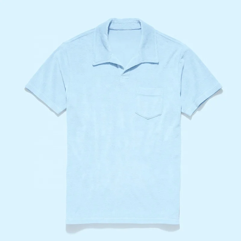 Customized Organic Cotton T Shirt Polo Shirt Terry Bullough Polo Towel T Shirt Men