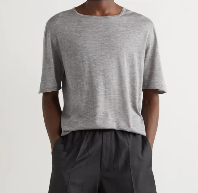 Cashmere Shirt Man Cashmere Short Sleeve Sweater Knitted O-Neck Men T-shirt