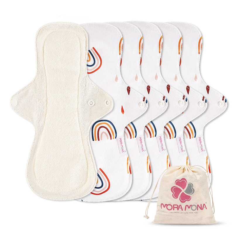 Mora Mona 5 шт. бамбуковое волокно Mama тканевые менструальные прокладки моющиеся гигиенические прокладки многоразового использования прокладки на каждый день