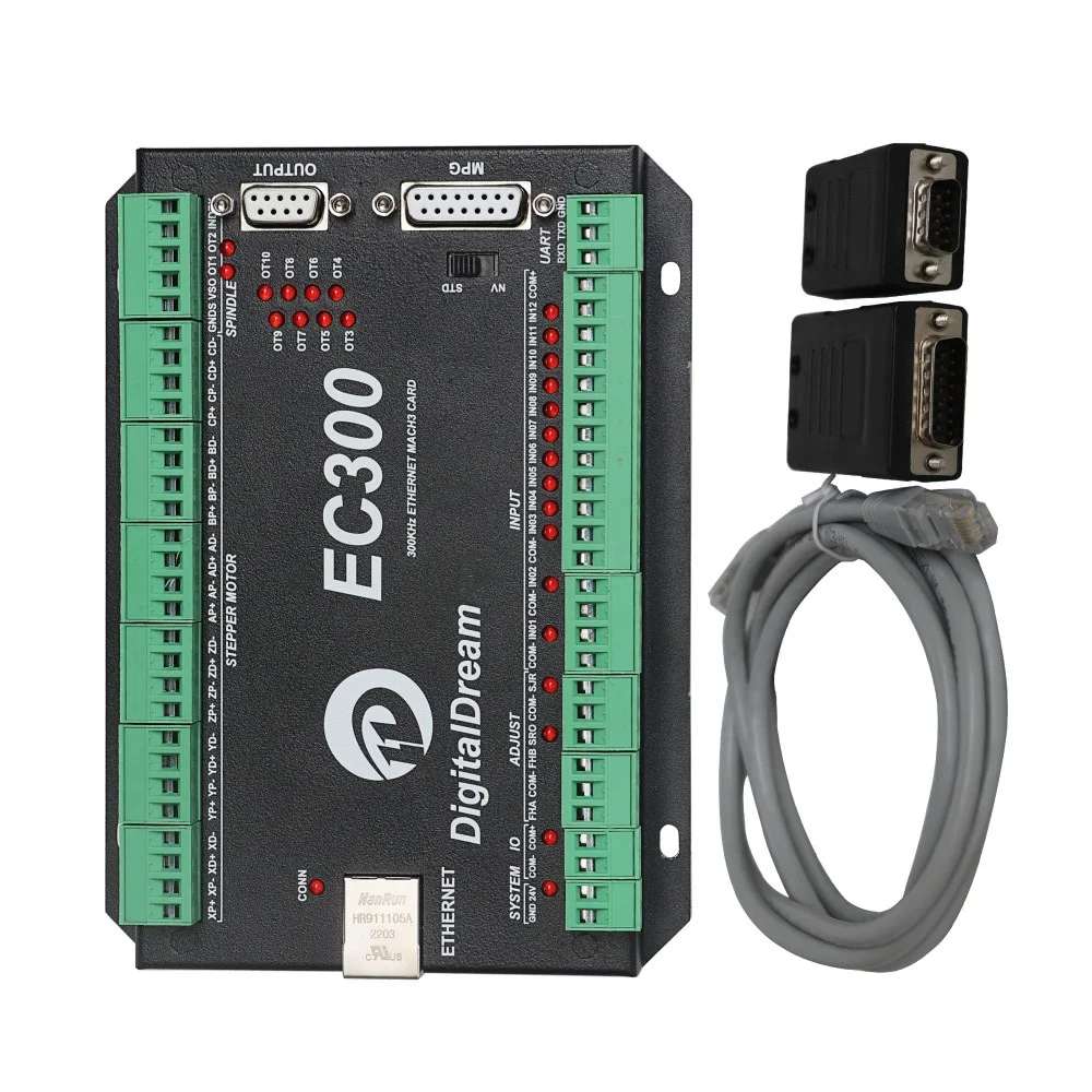 China Factory 5 Axis Ethernet Control Card Mach3 Controller Board EC300 Support PWM Output For CNC Machine Engraving