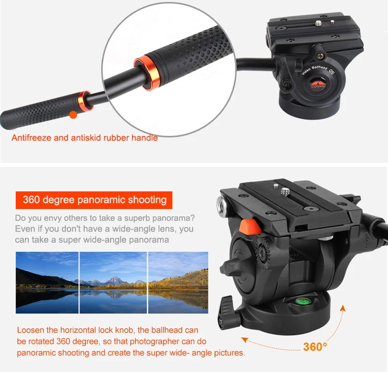 Coman professional lightweight video fluid tripod ball head Q5