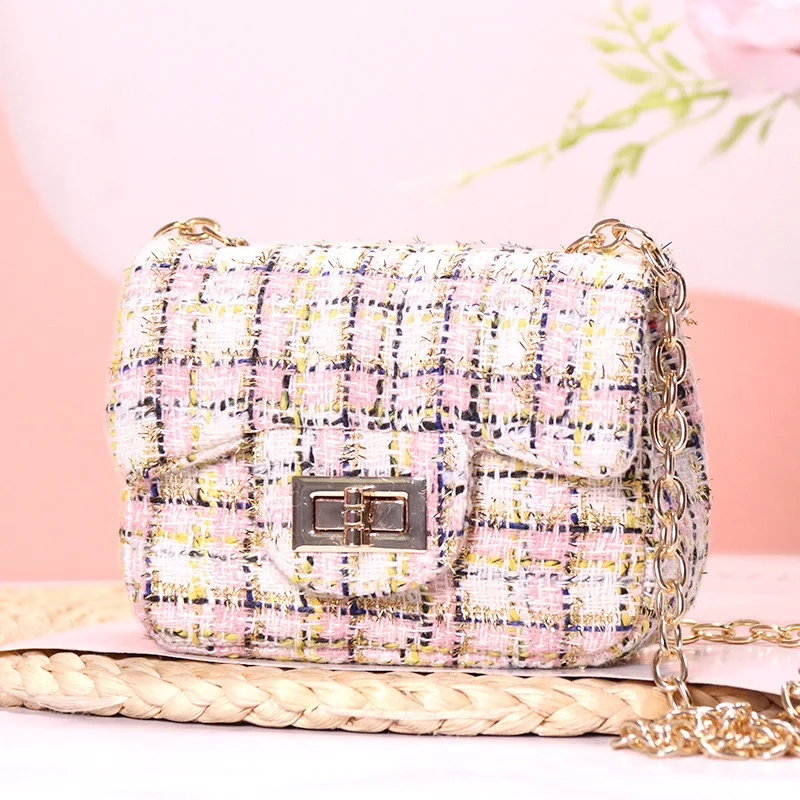 High quality stylish chains Sweet small Girls purse  winter women luxury mini handbags for kids