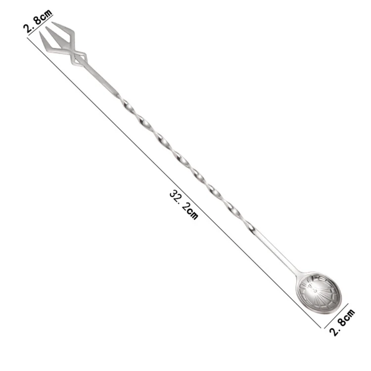 Custom Stainless Steel Cutlery Set Creative Bar Cocktail Stirring Spoon Swizzle Stick Long Mixing Spoons