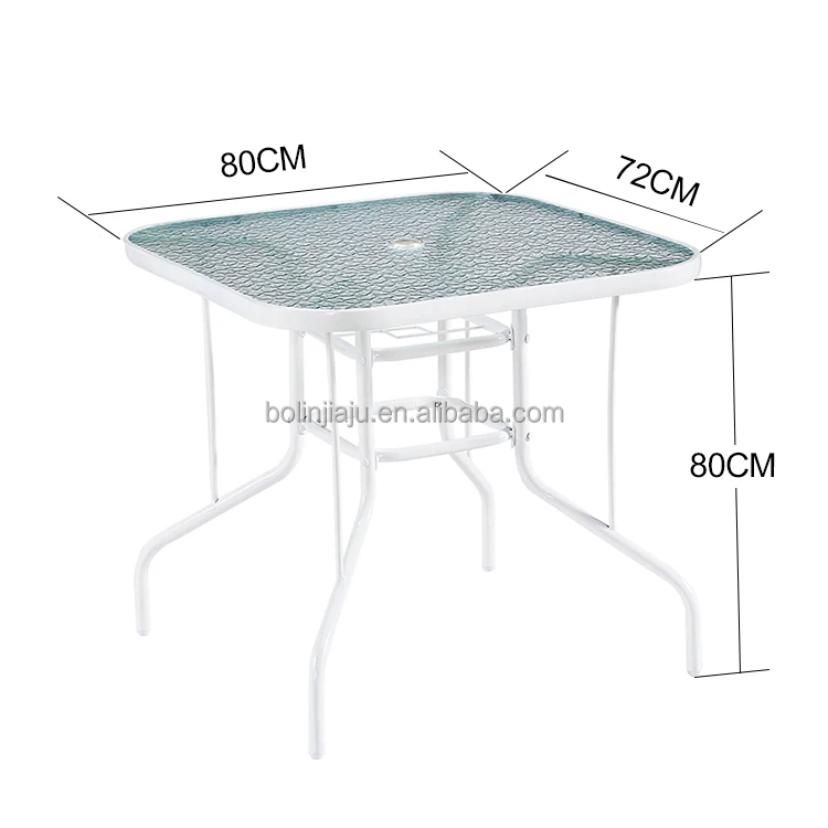 Garden Furniture Set Modern Style 4 Seater Dining Table Squared Table Glass Colors