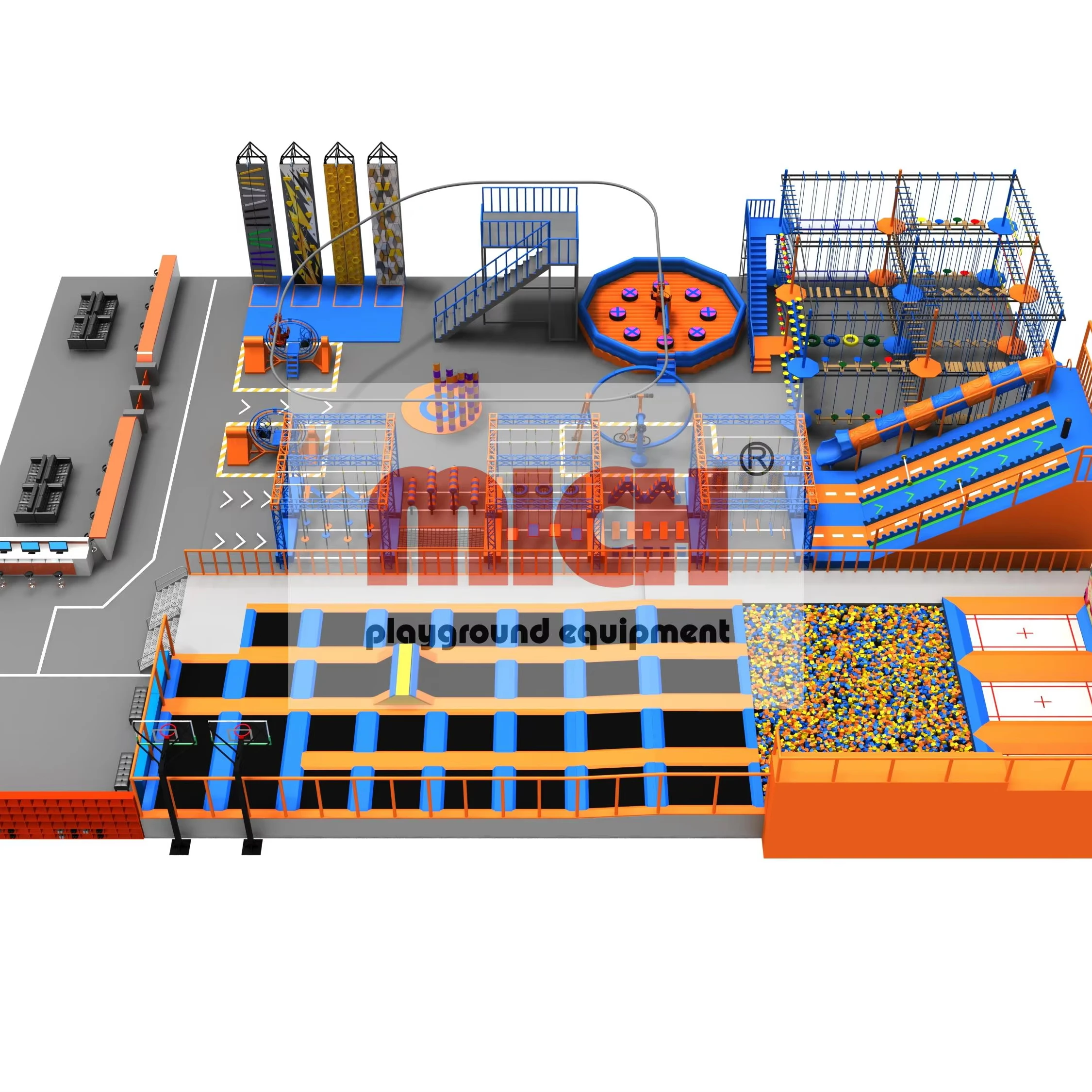 Mich 2024 large indoor integrative ninja trampoline park
