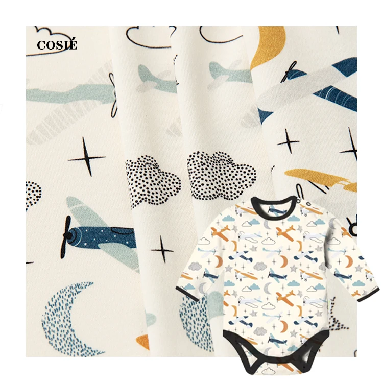 Изготовленный На Заказ 210gsm трикотажная ткань 100% хлопок мультфильм Аниме Pattern цифровые печатные эластичные хлопкового трикотажа для длинными рукавами одежда малышей