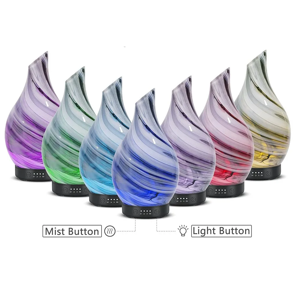 Creative Glass diffuser Mini Glass bevel Nose Diffuser Seven color humidifier 100ml diffuser