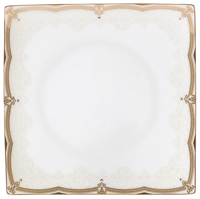 Hot Sale Arab Pakistan Household Gold Rim Bone China Square Luxury Tableware 68 Pcs Dinnerware Sets For Table