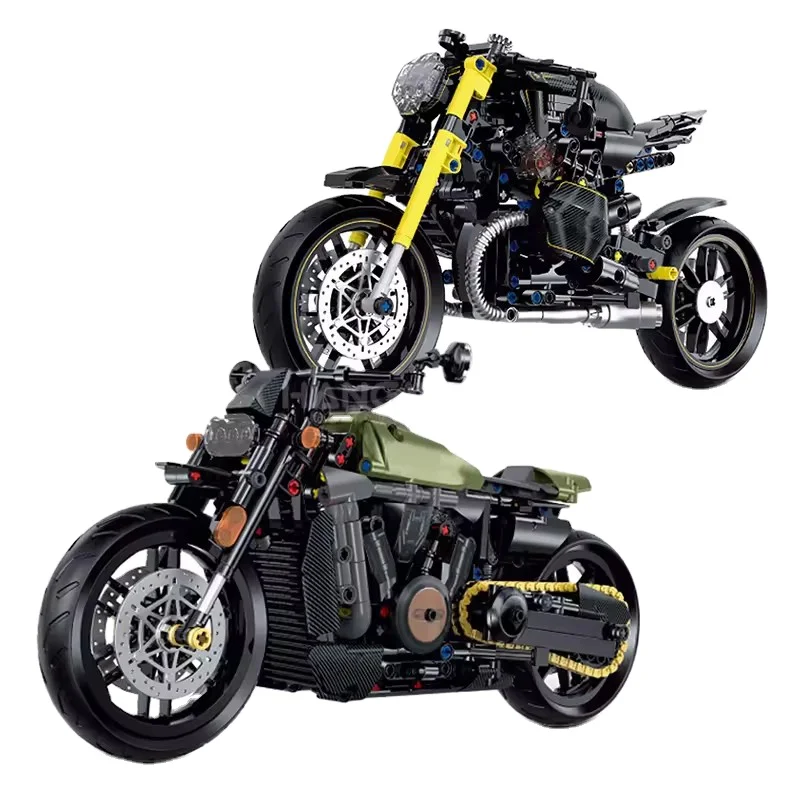 Classic Motorcycle Building Blocks Cruiser Motorbike Cool Model Technic Bricks Part Toys Sets for Kids