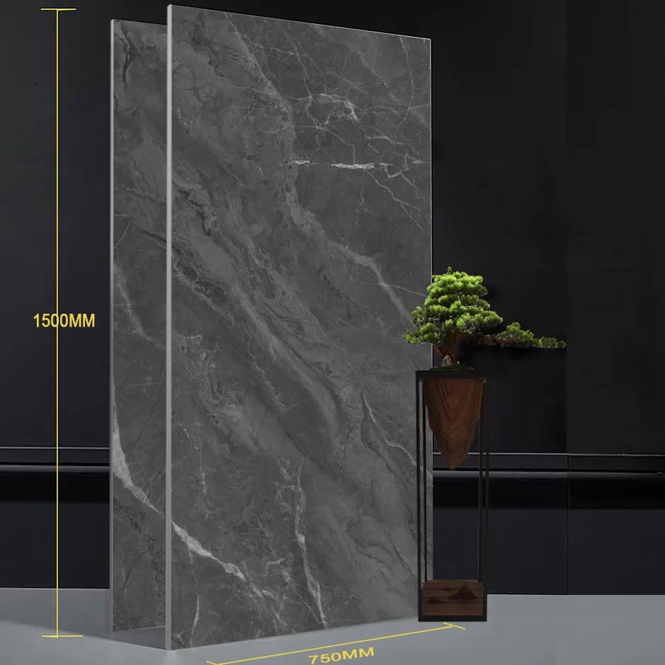 Dark grey ceramic tile production line travertine tile SAPT15014