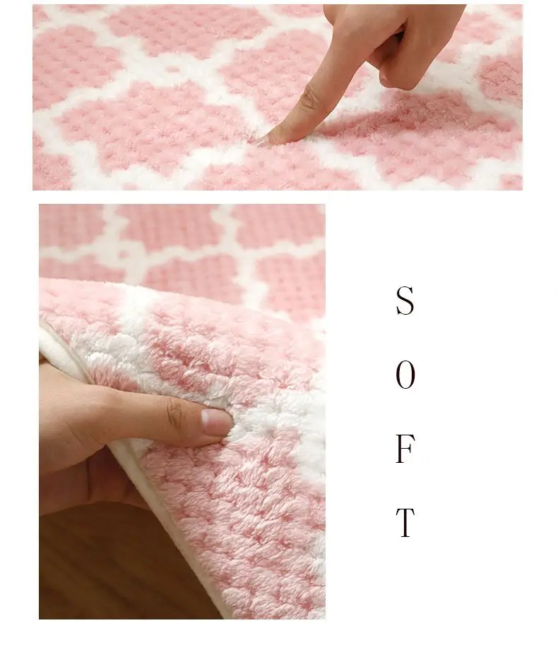 Girl Bedroom Carpet for Children Modern Lattice Living Room Large Rugs Decoration Teenager Green Blue Pink Kids Mat On The Floor