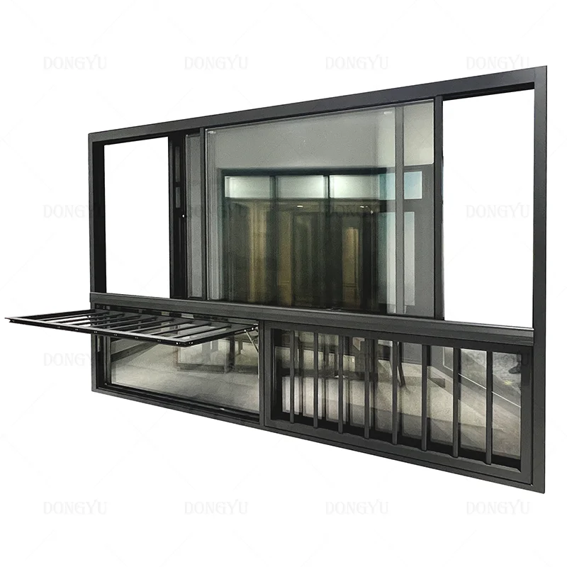 Modern Double Low-E Glass Soundproof Aluminum Sliding Window With Mosquito Net