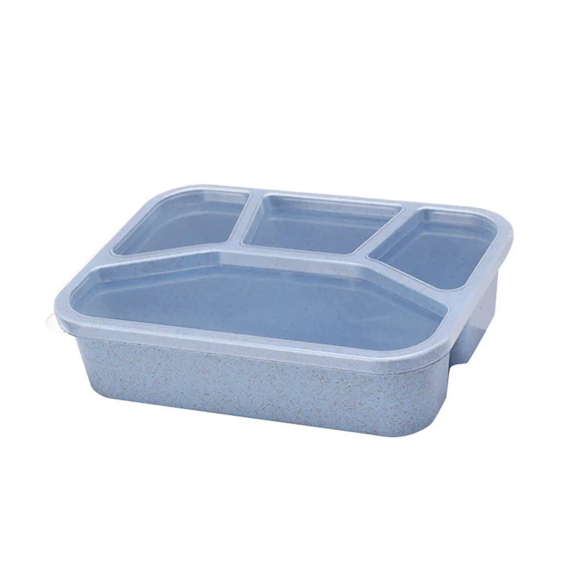 Wheat straw bento box Japanese lunch box student lunch box portable Square sealed partitioned fast food box for work