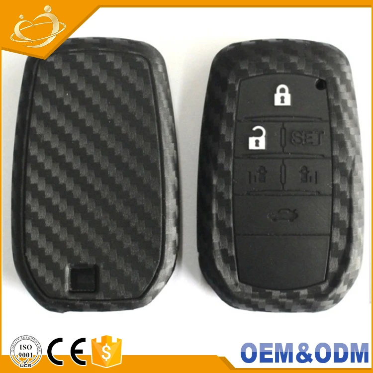 KustSoft Silicone Car Key Case Carbon Cover key ring shell  For Toyota Rav4 Aygo Corolla Camary Chr Prius Yaris Auris