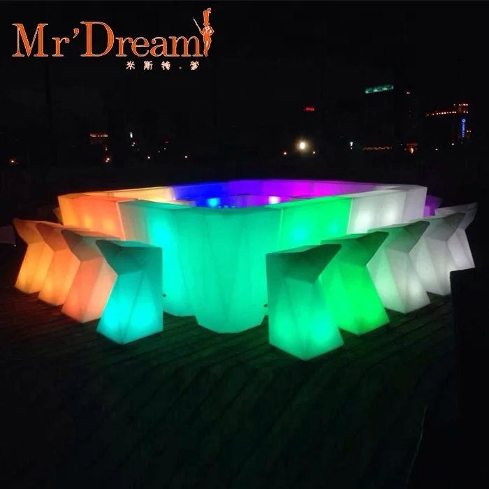 Remote Control Outdoor Party Event Modern Foshan Industrial Plastic Light Up Led Bar Stool