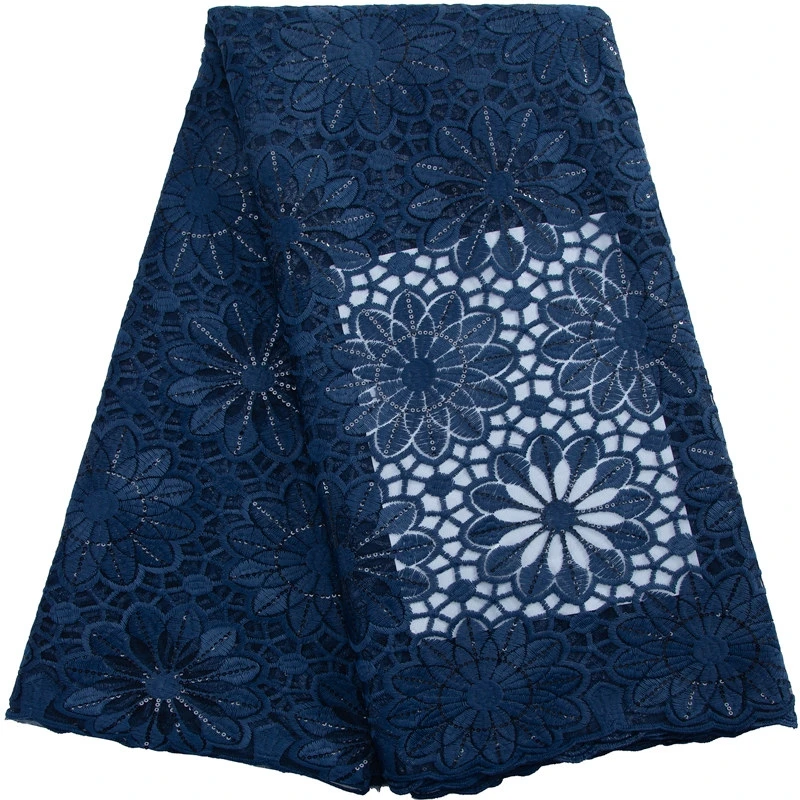 3203 Free Shipping African Milk Silk Lace Fabric High Quality Navy Blue French Net Lace Fabric with Sequins for Wedding Dresses