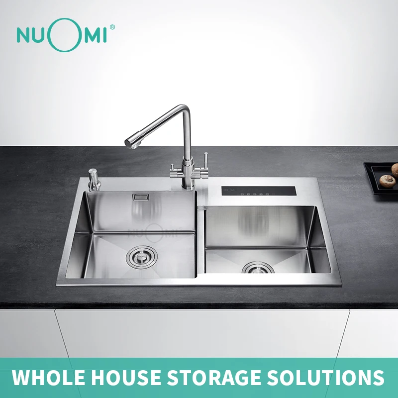 
NUOMI 304 Undermount Double Bowl Kitchen Stainless Steel Intelligent Sink 