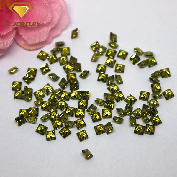 Emerald Cut Cubic Zirconia Square Shape Yellow CZ Stones Cubic Zirconias