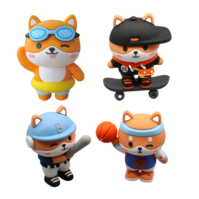 Custom Cute Dog Shape 3D PVC Mini Action Figure Model Soft Silicone Anime Figurine with Base Toys Ornaments in Box Packaging