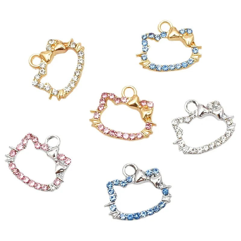 New diamond Hello Kitty head frame diy pendant earrings bracelet women pendant alloy jewelry accessories wholesale