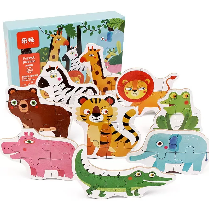 Hot Selling 9 in 1 Wooden 3D Jigsaw Puzzle for Infants and Young Children Building Blocks Early Education