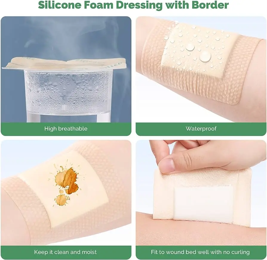 self-adhesive silicone dressing with foam pad for wound care