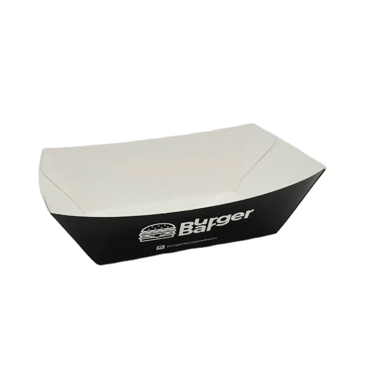 Take out disposable Kraft cardboard food paper tray chips box food take way box boat tray fast food tray