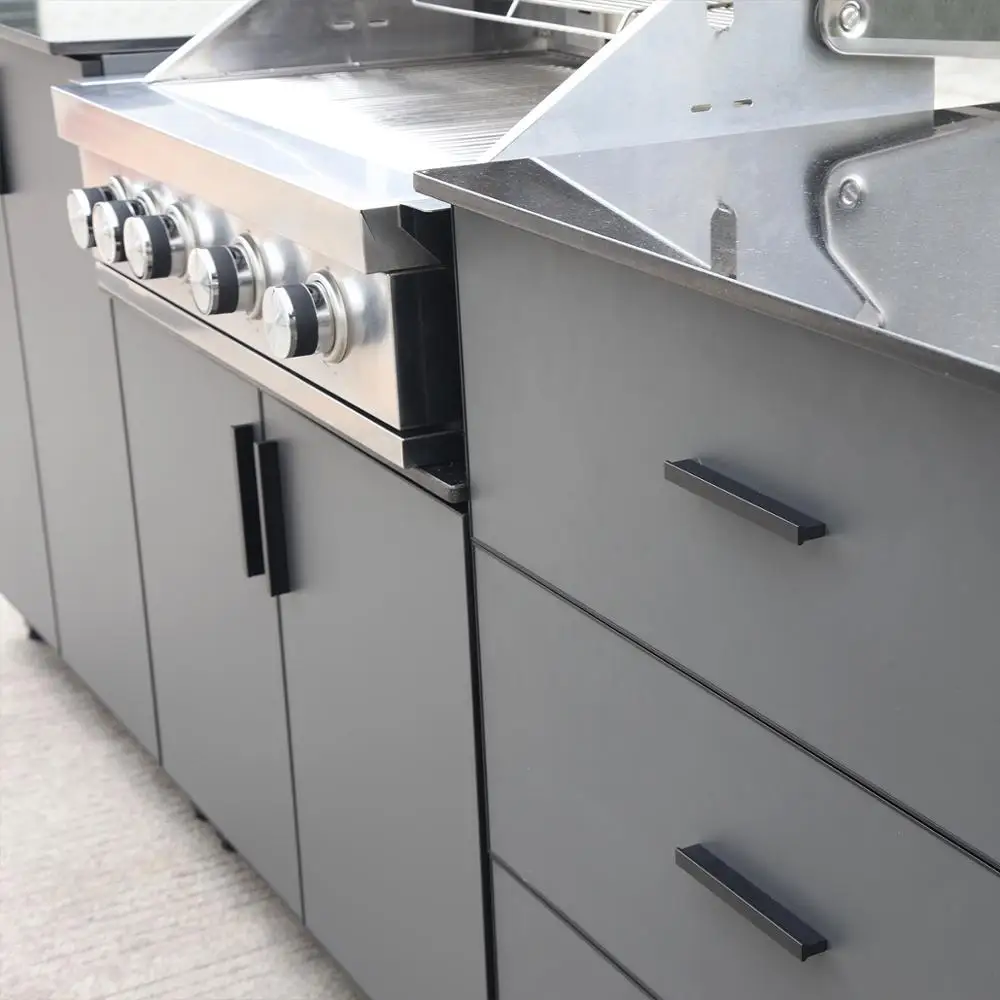 Water Proof Outdoor Kitchen Cabinet For Garden Modern Design Aluminum PVC Board  Outdoor Kitchen Cabinet