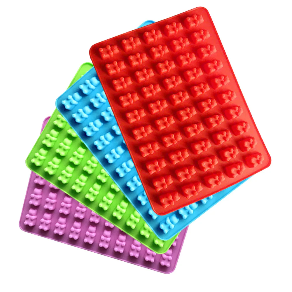 Hot Selling 50 cavities gummy bear silicone baking mold chocolate mould candy jelly ice cream soap mold