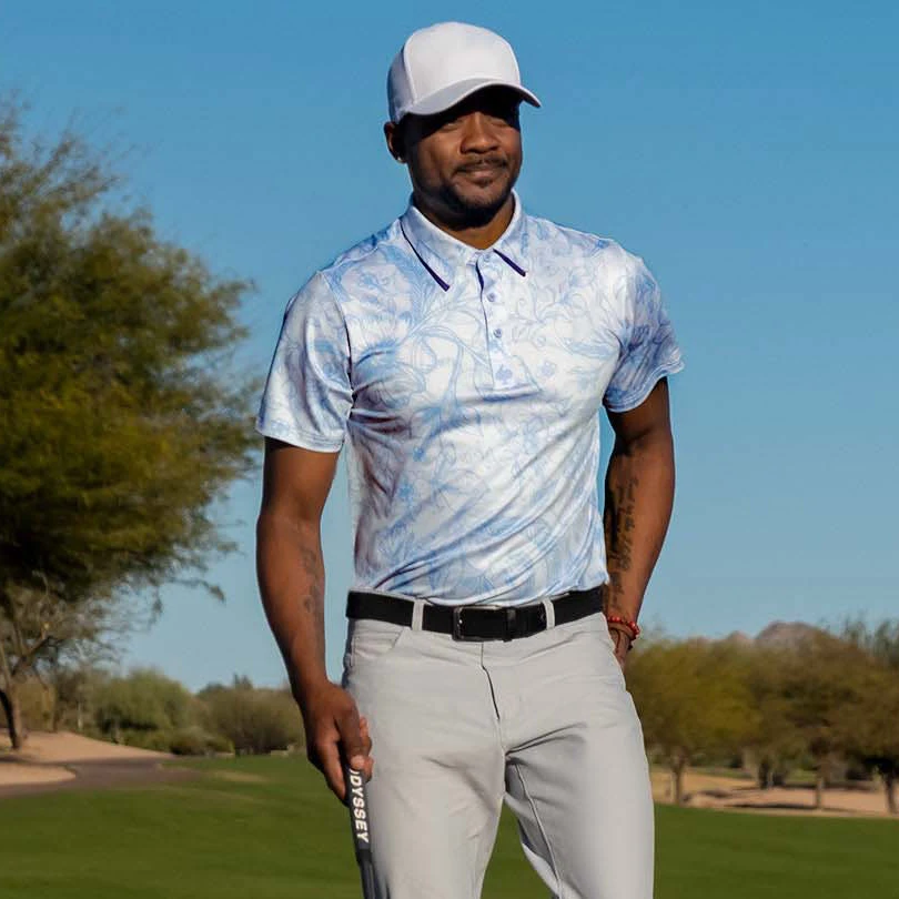 Golf clothes- polo 2001 retro white camouflage print high quality quick dry slim fit polyester golf shirts clothing collection