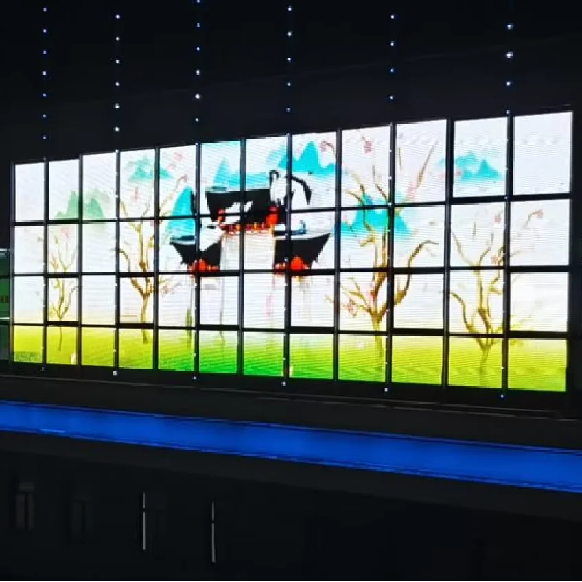 P4 P4-8 P5 P6 indoor led flexible soft film screen for windows and glass high permeability transparent sticker led video wall