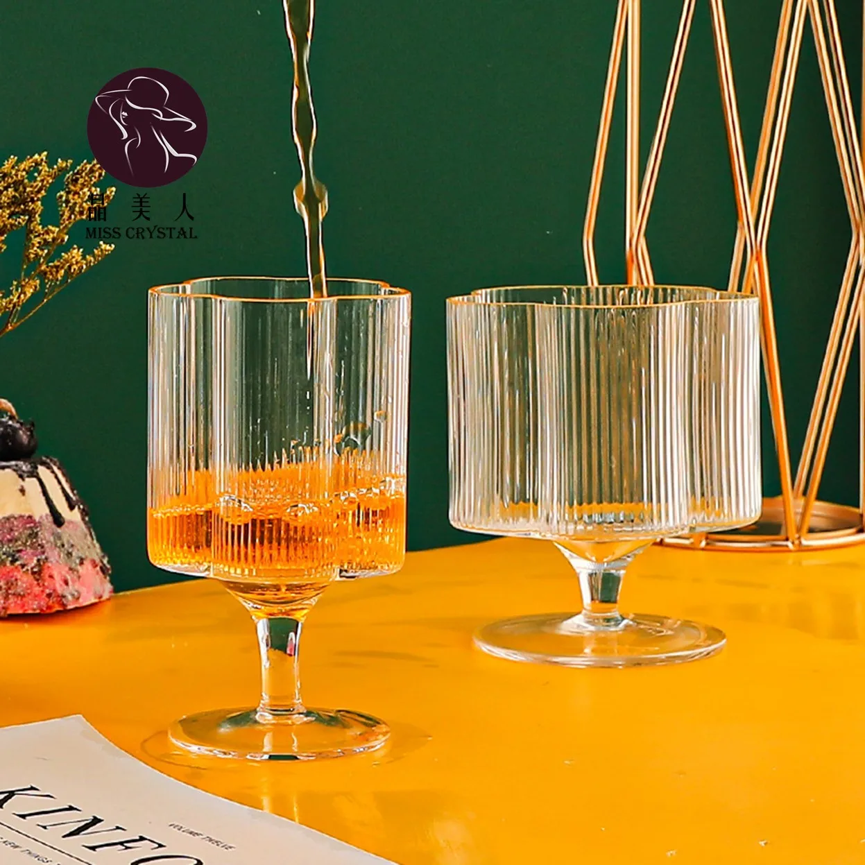 Винтажные ребристые стеклянные стаканы для питья воды графин с вертикальными полосами сока безопасные посудомоечной машины