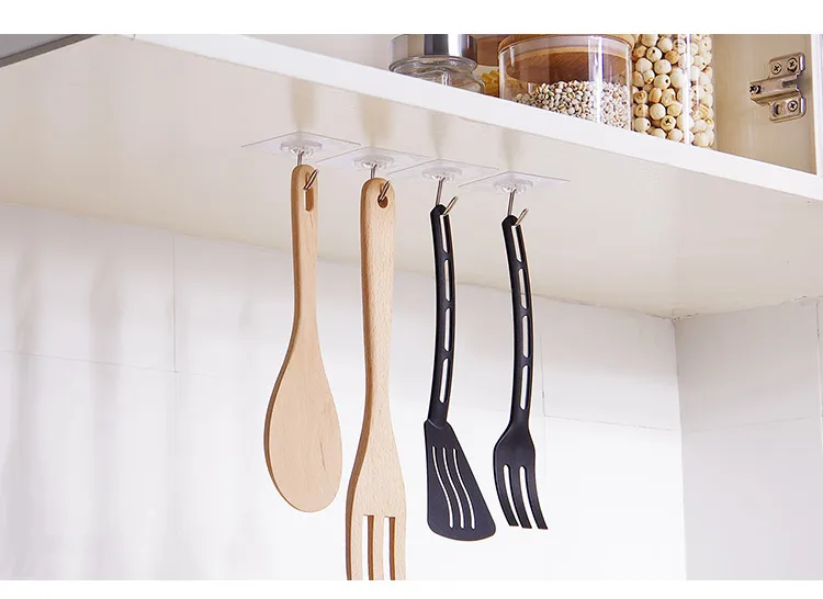 Brand New Transparent Reusable Seamless Wall Hooks Waterproof Oil Proof Heavy Duty Self Adhesive Hanger for Bathroom Kitchen