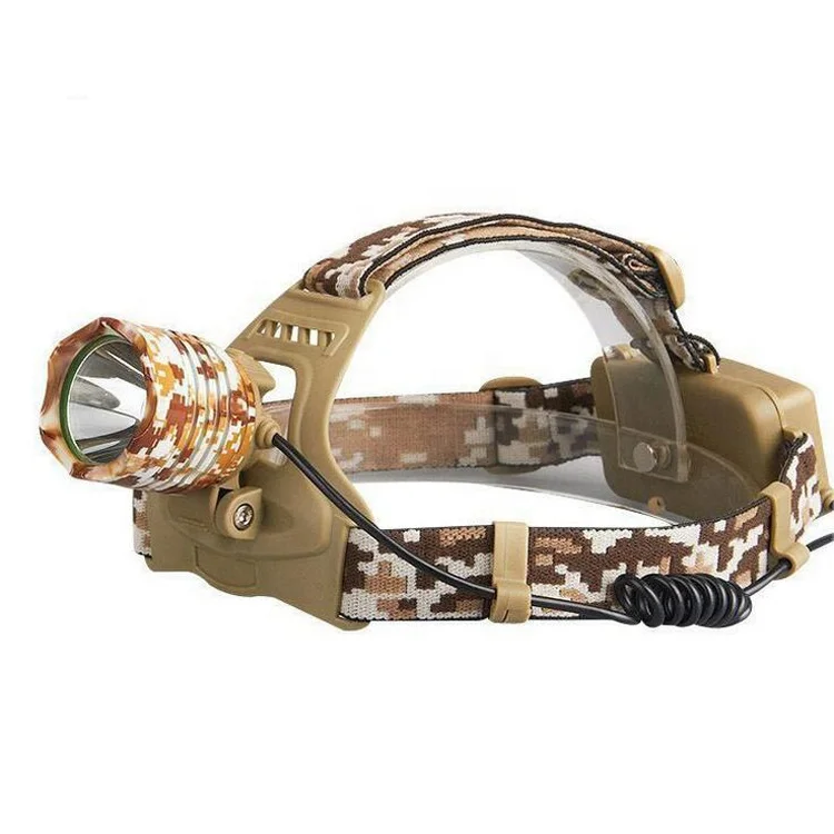 Outdoor CS Game Hunting Camping Camouflage Head Flashlight Waterproof Rechargeable XML-T6 LED Tactical Headlamp