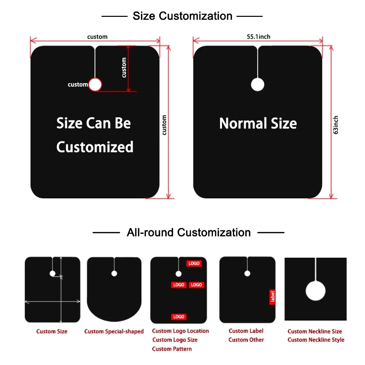 New Design Pink Waterproof Salon Hairdresser Black Barbers Cape with Custom Printing Logo