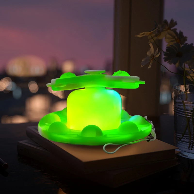 Factory Design Silicone Hat Pop Bubble Sensory Fidget Lighting Hat Combine  with Spinning Toy Gyroscope