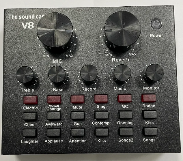 V8 Sound Card blue yeti Sound Mixer Board for Live Streaming with Effects Professional Sound Card Music Audio Stuio Equipment