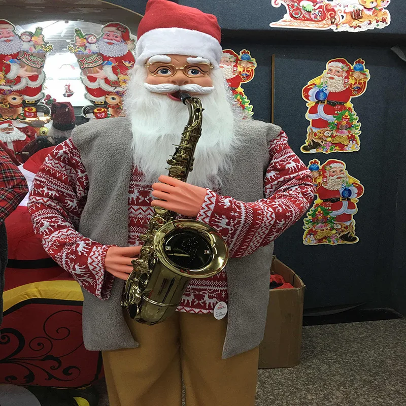 Tuba Swing Electric Santa Music Blowing Saxophone Welcome Claus Christmas Decorations