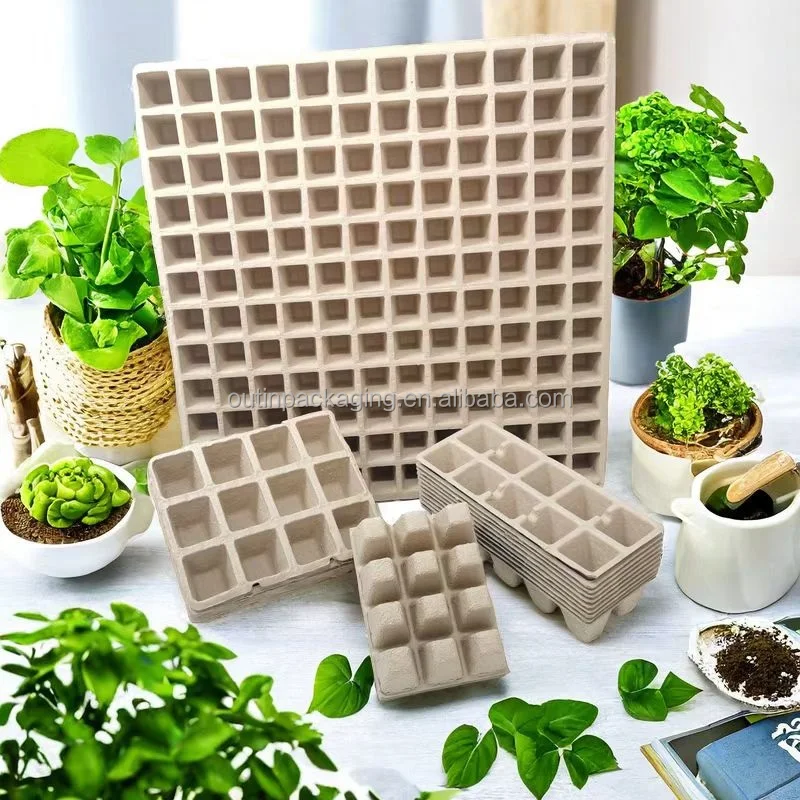 Biodegradable Peat Seed Starter Tray Square 12 Cells Pulp Paper Pot Germination Nursery