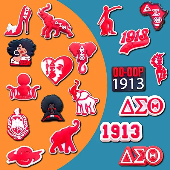 10 шт. смешанные греческие зажимы для обуви в виде слона дельты 9 HBCU Diva Red Elephant 1913 DST комплект из ПВХ