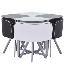 Dining room set in glass dining table and  PU leather dining chair