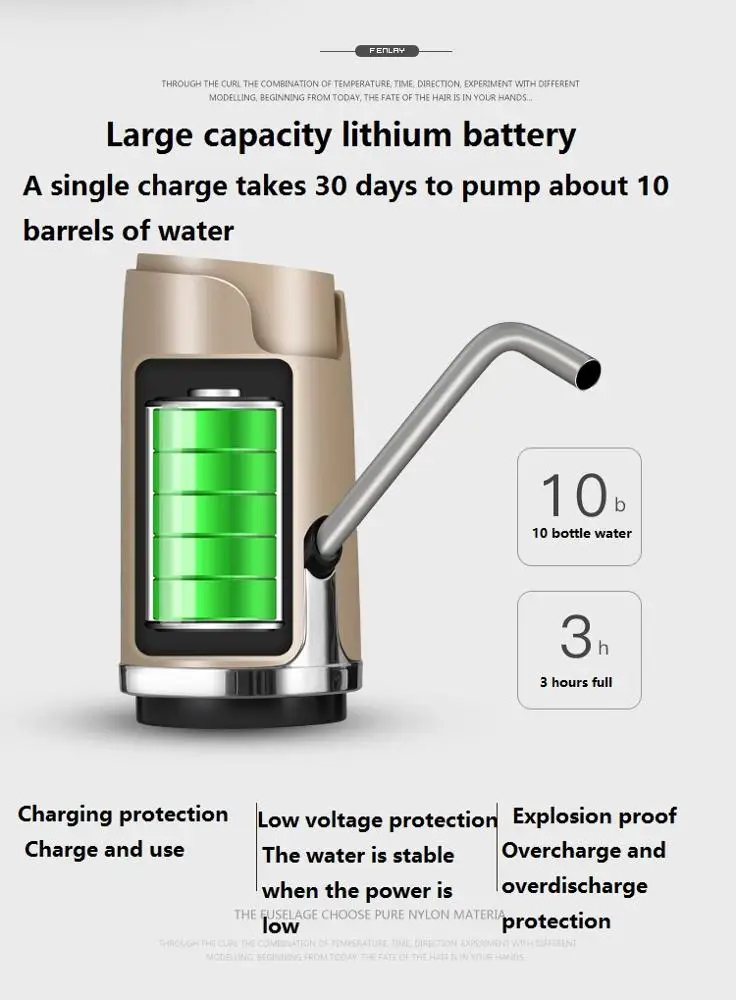 
Portable Rechargeable Automatic Electric Cold Drinking Water Pump Water Dispenser 