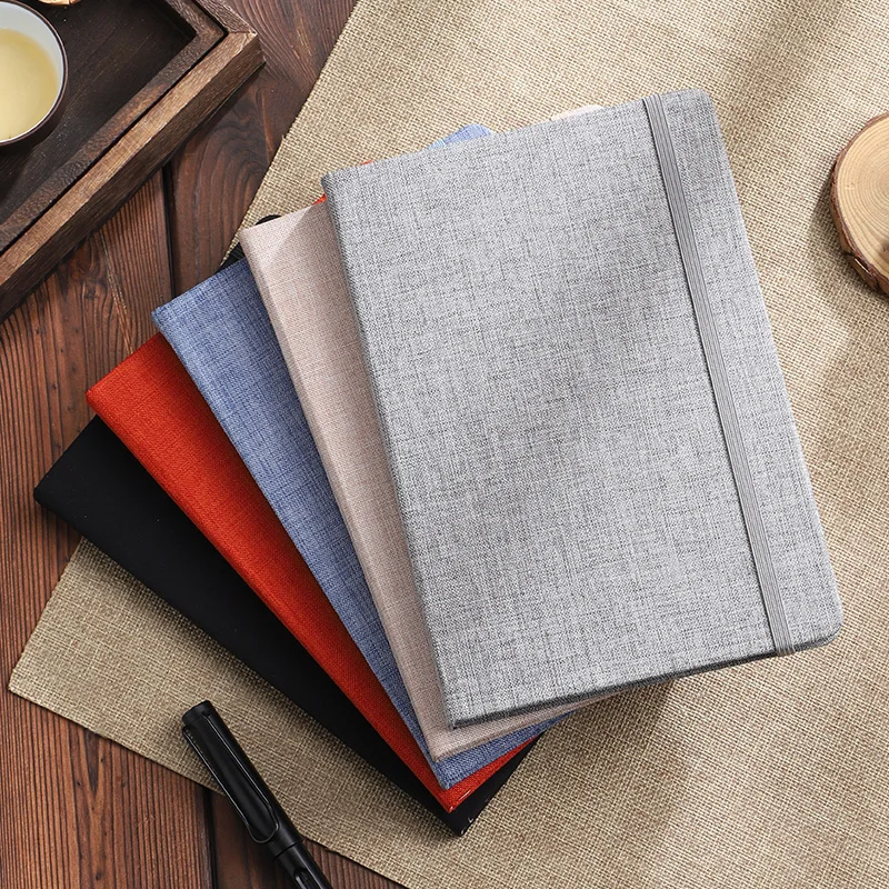 HongShun wholesale custom a5 linen journal notebook hardcover natural elastic band