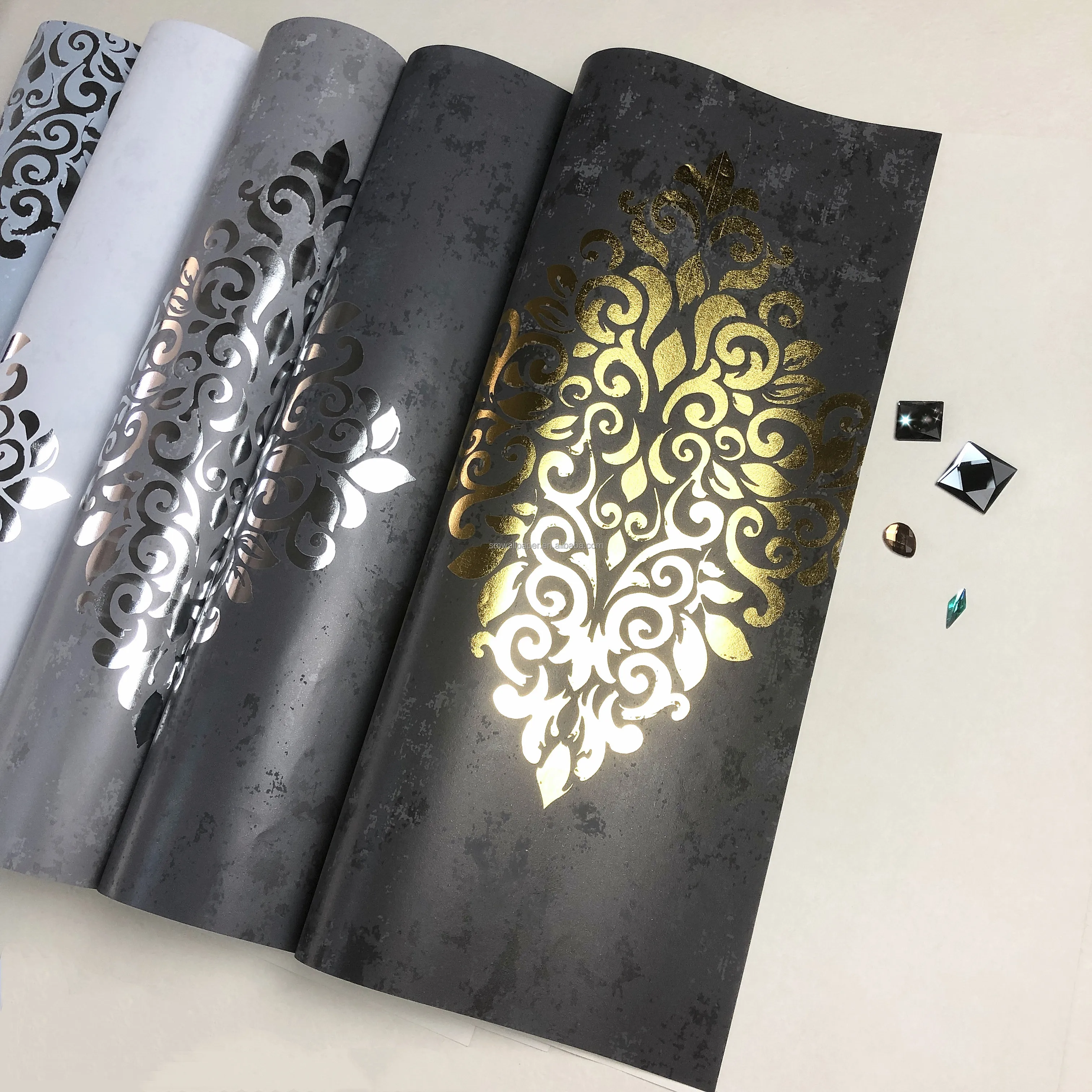 Wholesale Gold Foil Interior Wallpaper Wall Sticker Home Metallic Pvc Light Metal Luxury