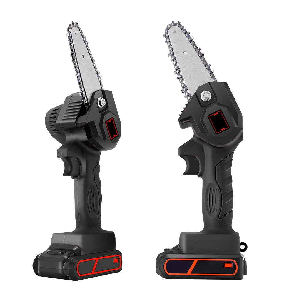 Мини бензопила 4-дюймовый бесшнурового електричюеского цепных пил, портативный 18V Электрическая цепная пила, серпы бензопила для двора дерево