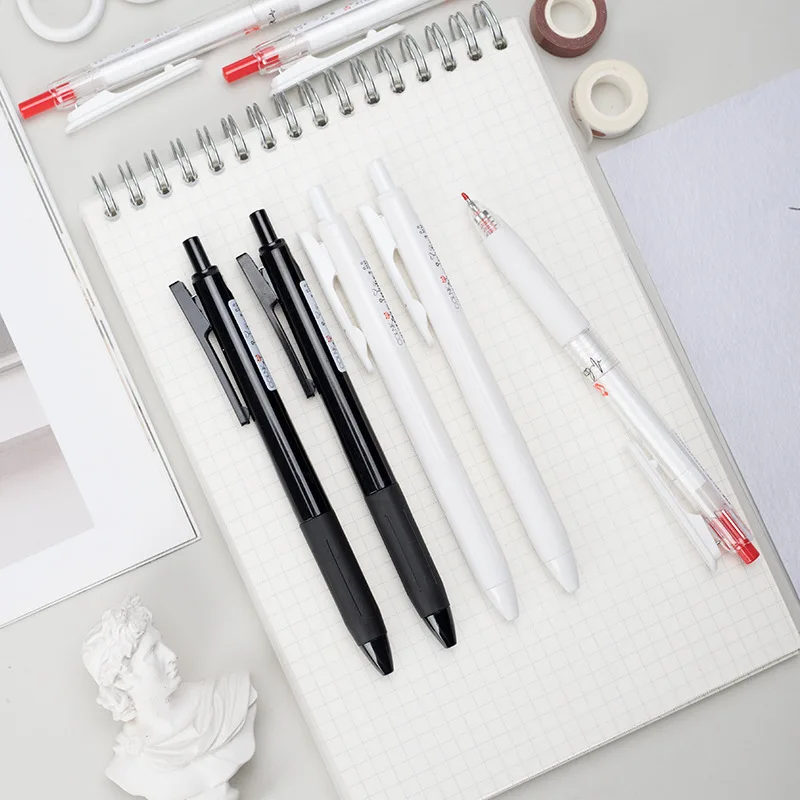 0.5mm ST Tip Simple Student Retractable Gel Pen Writing and Signing Black Red Ink Gel Ink Pen for school and office