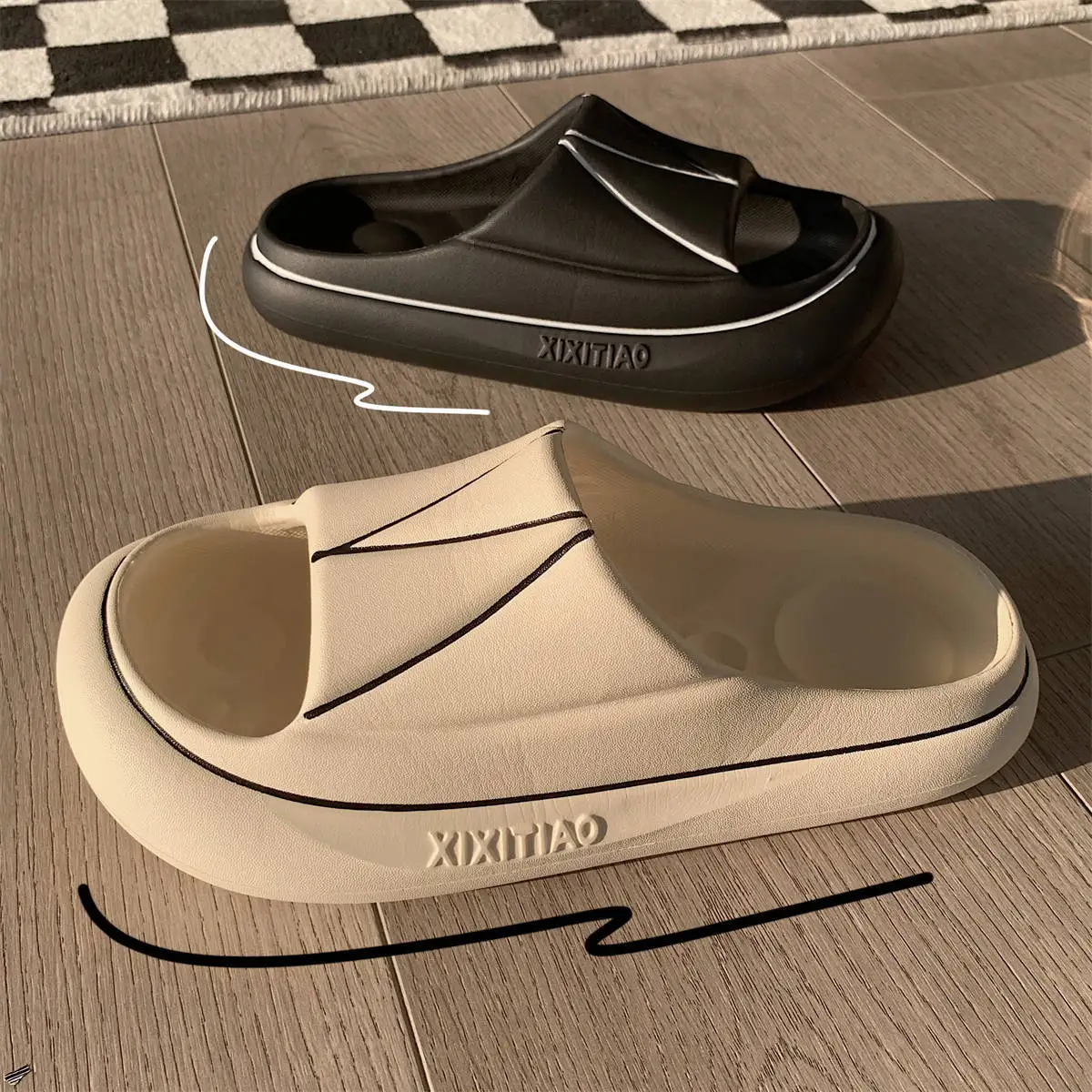 XIXITIAO cheap men slippers casual summer men boys flat stock slippers waterproof foam slippers for men